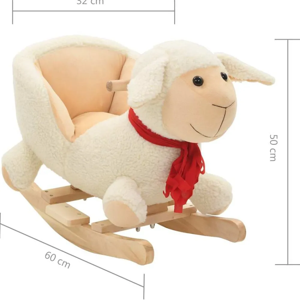 vidaXL Oveja balancín de peluche con respaldo blanco 60x32x50 cm Online