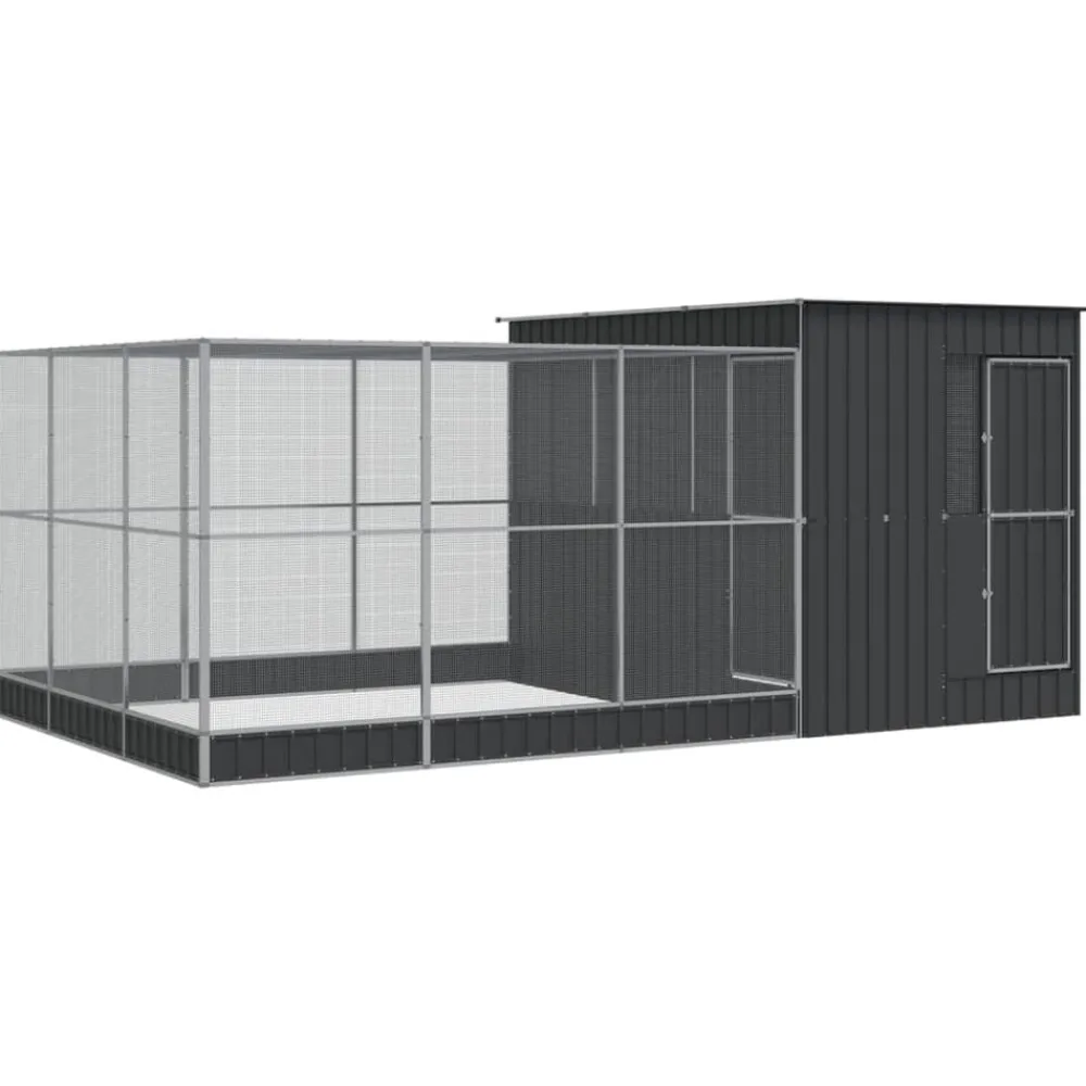 vidaXL Pajarera con extensión acero plateado 497x303x216 cm