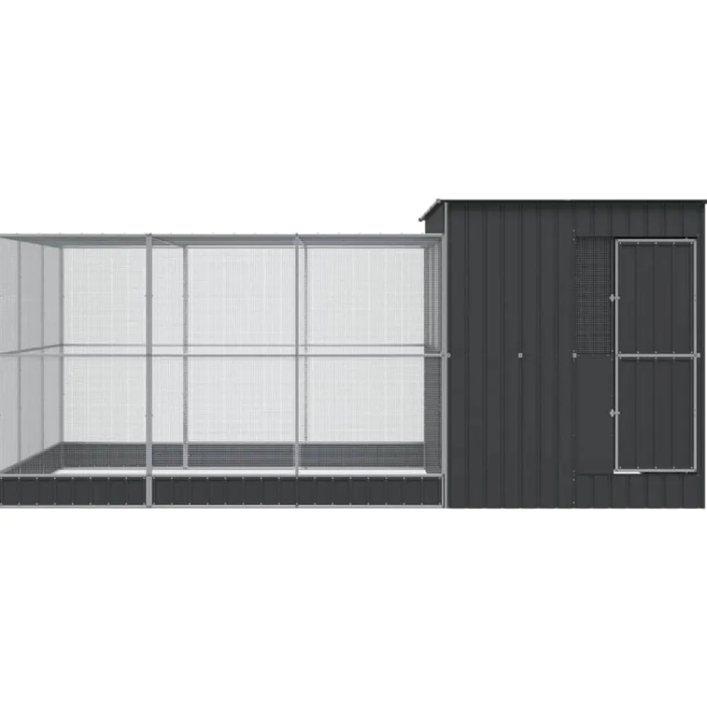 vidaXL Pajarera con extensión acero plateado 497x303x216 cm