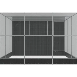 vidaXL Pajarera con extensión acero plateado 497x303x216 cm