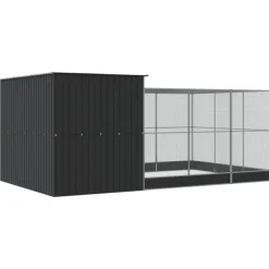 vidaXL Pajarera con extensión acero plateado 497x303x216 cm