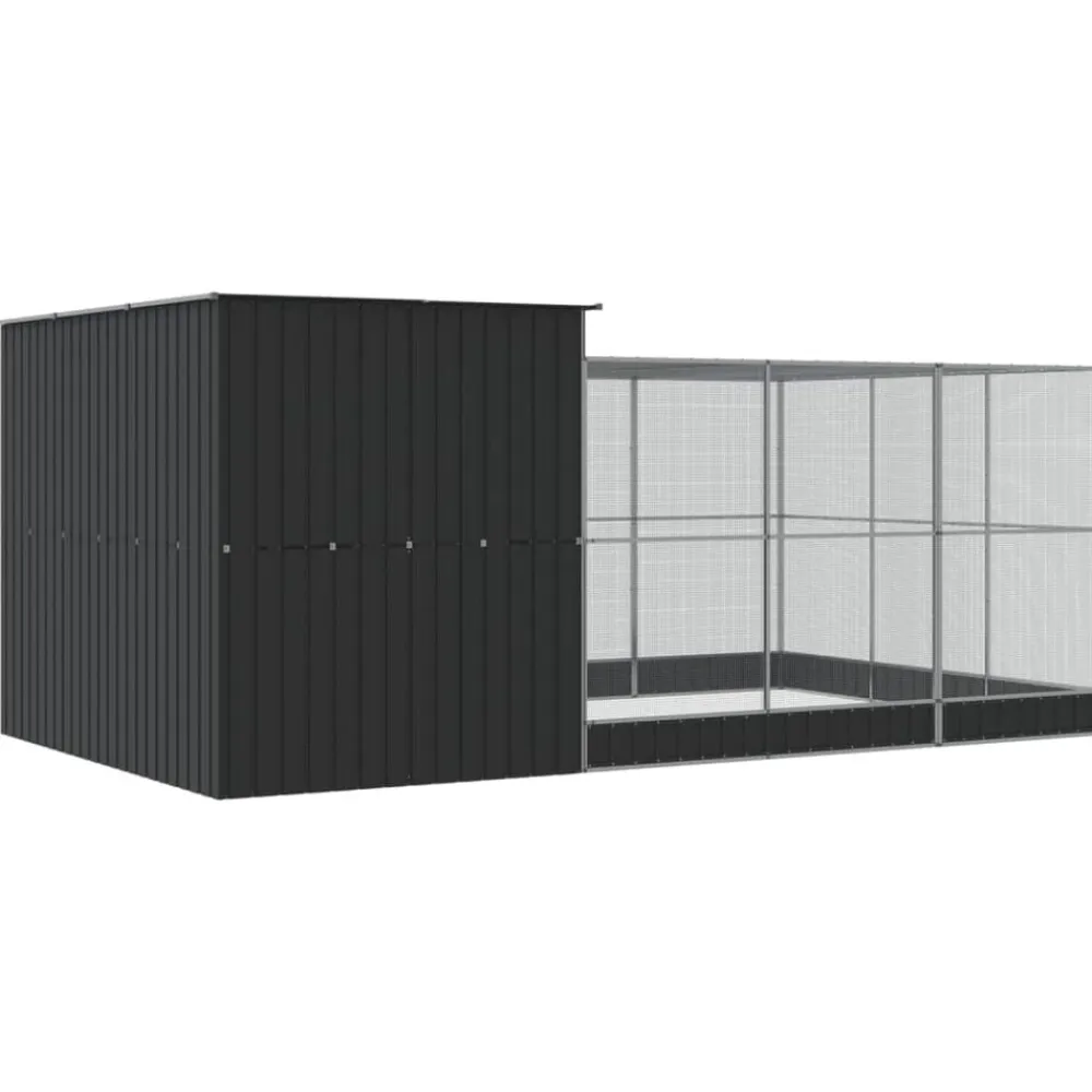 vidaXL Pajarera con extensión acero plateado 497x303x216 cm