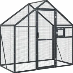 vidaXL Productos Para Mascotas-Pajarera de aluminio gris 179x100x185 m