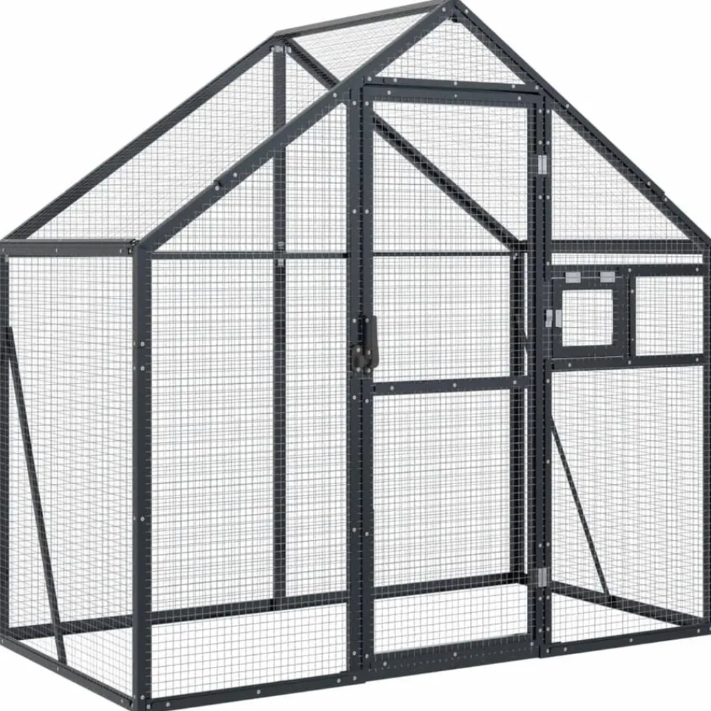 vidaXL Productos Para Mascotas-Pajarera de aluminio gris 179x100x185 m