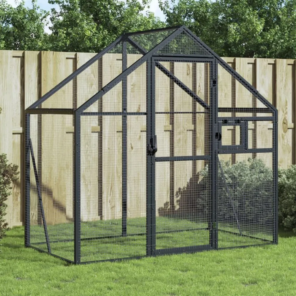 vidaXL Productos Para Mascotas-Pajarera de aluminio gris 179x100x185 m