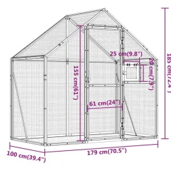 vidaXL Productos Para Mascotas-Pajarera de aluminio gris 179x100x185 m