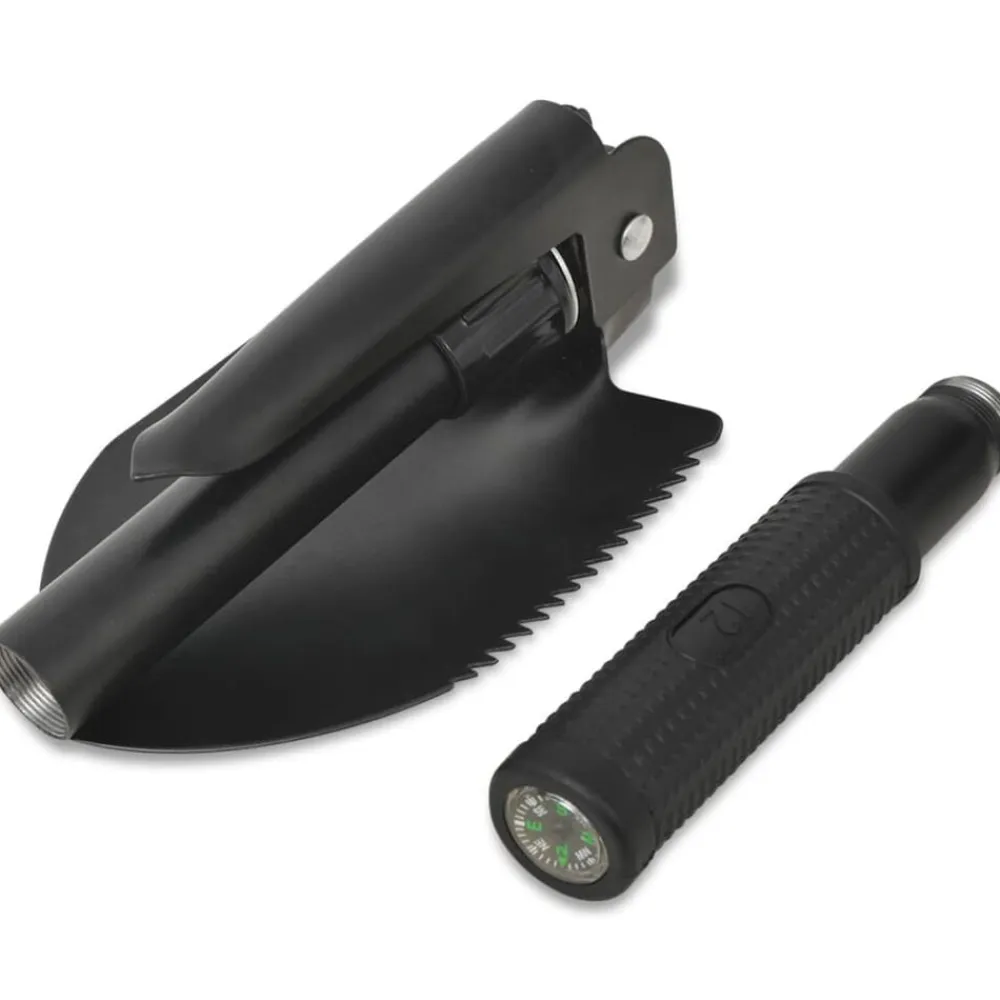 vidaXL Pala plegable acero de carbono negra Hot