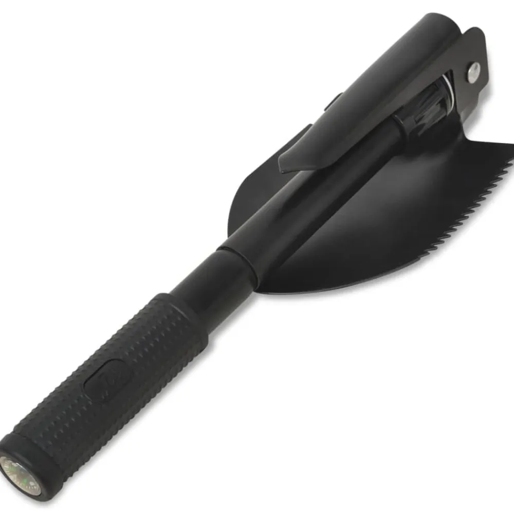 vidaXL Pala plegable acero de carbono negra Hot