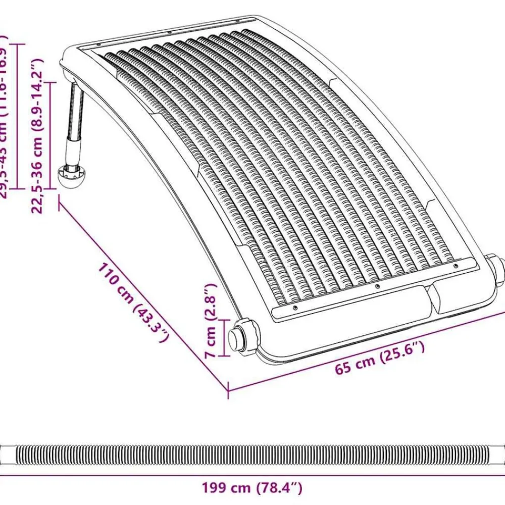 vidaXL Piscina Y Spa-Panel calefactor solar para piscina curvada 110x65 cm