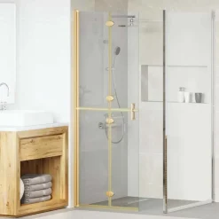 vidaXL Panel de ducha a ras de suelo Dorado 70 x 6,5 x 190 cm Marco dorado/vidrio transparente Clearance