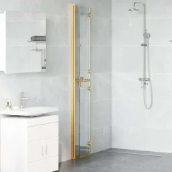 vidaXL Panel de ducha a ras de suelo Dorado 70 x 6,5 x 190 cm Marco dorado/vidrio transparente Clearance