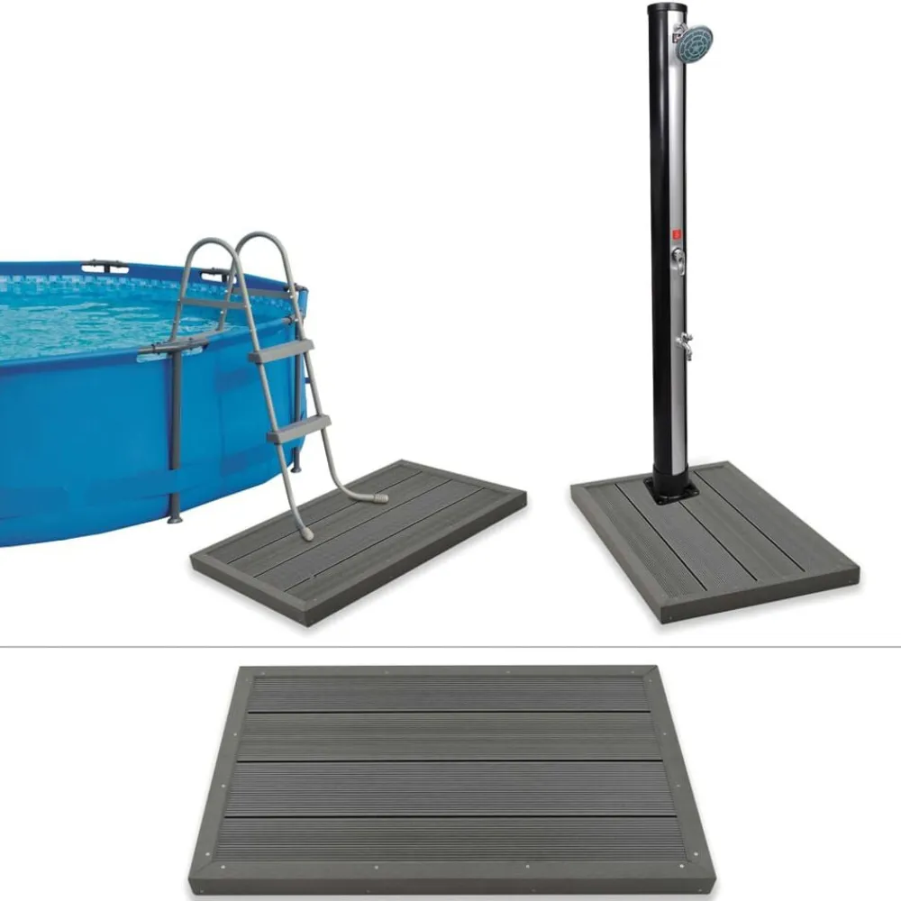 vidaXL Panel de suelo para ducha solar escalera piscina WPC Gris New