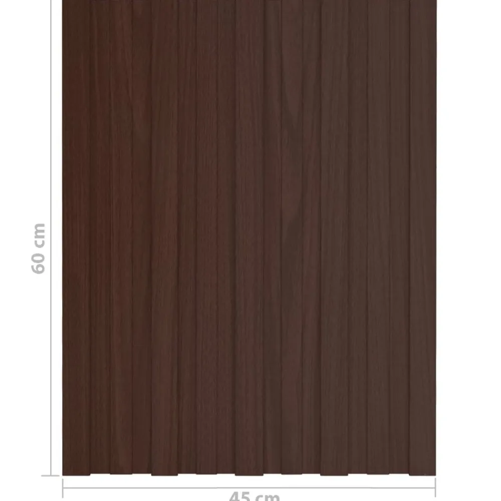 vidaXL Materiales De Construcción-Panel de techo 12 pcs Marrón 60 x 45 cm Acero galvanizado