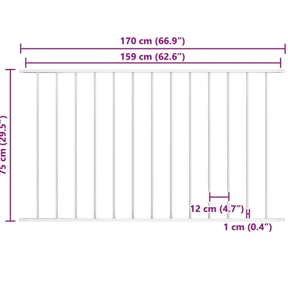 vidaXL Vallas De Jardín-Panel de valla Woerden de acero con recubrimiento en polvo, 1,7 x 0,75 m,
