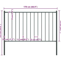 vidaXL Vallas De Jardín-Panel de valla Woerden con postes de acero, 1,7 x 0,75 m,