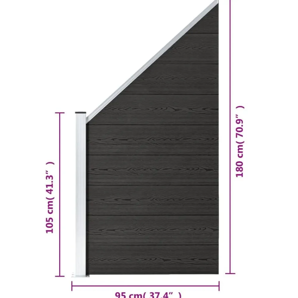 vidaXL Vallas De Jardín-Panel de valla WPC 95x(105-180) cm