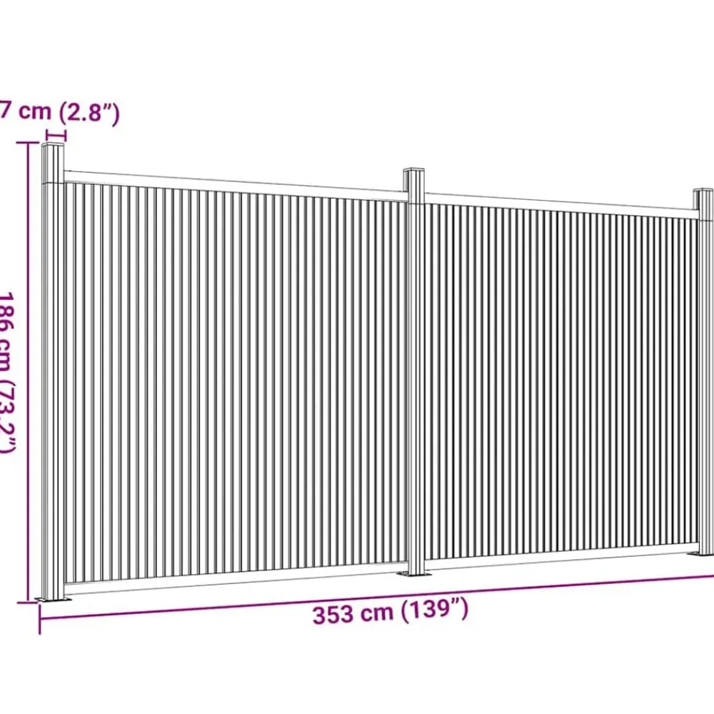 vidaXL Panel de valla WPC 353x186 cm Gris Best