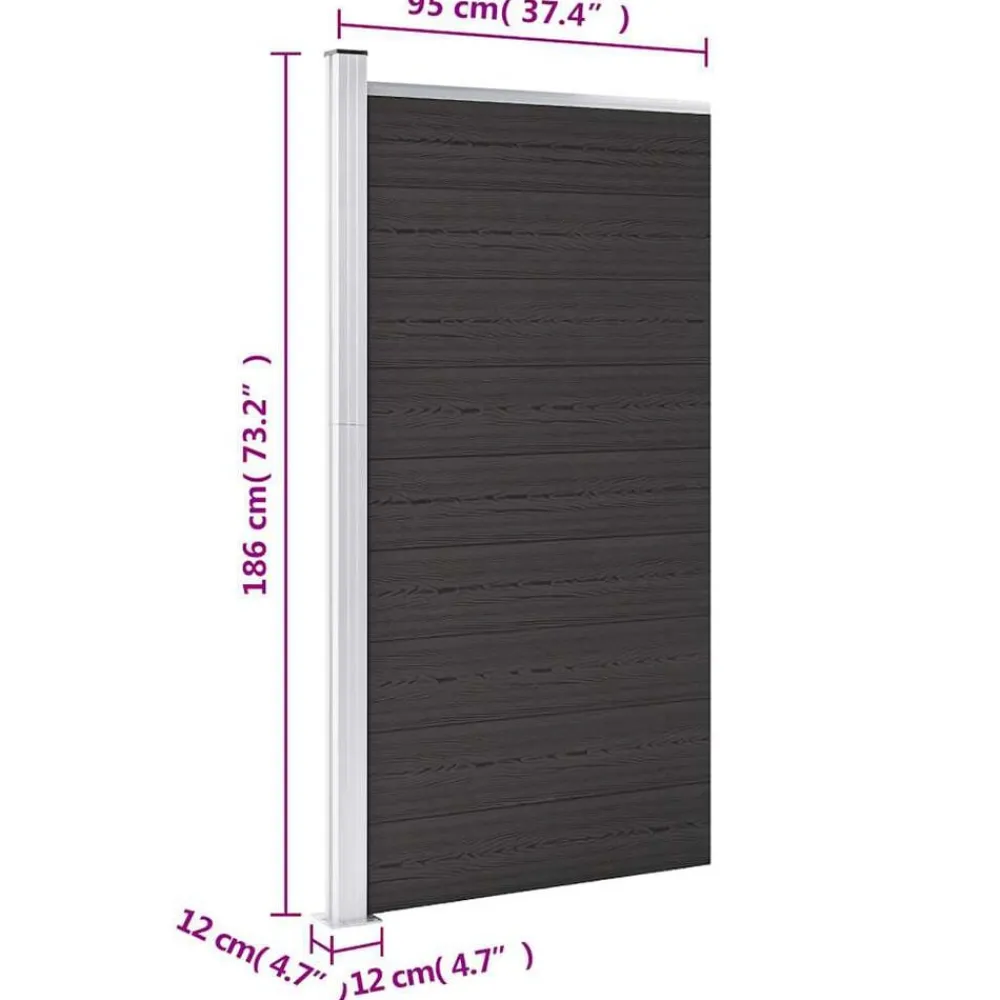 vidaXL Panel de valla WPC 95x186 cm Negro Outlet
