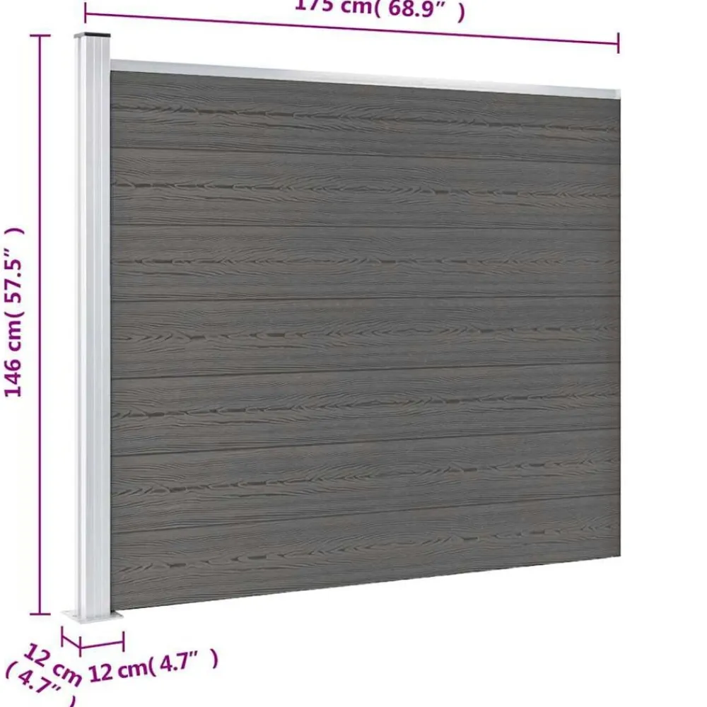 vidaXL Panel de valla WPC 175x146 cm Gris