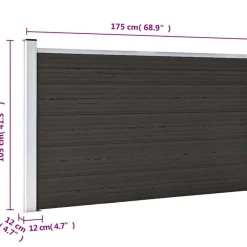 vidaXL Panel de valla WPC 175x105 cm Negro Clearance