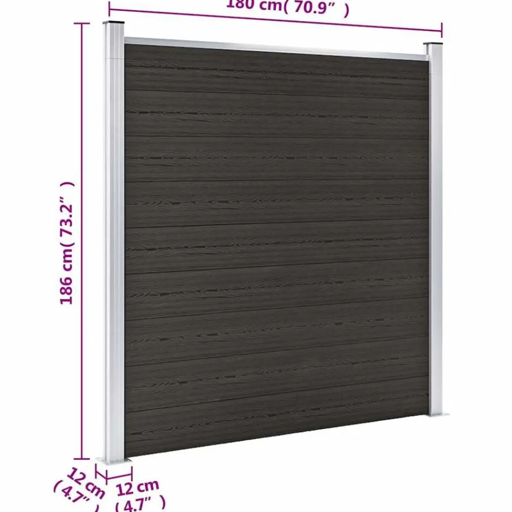 vidaXL Panel de valla WPC 180x186 cm Negro Discount
