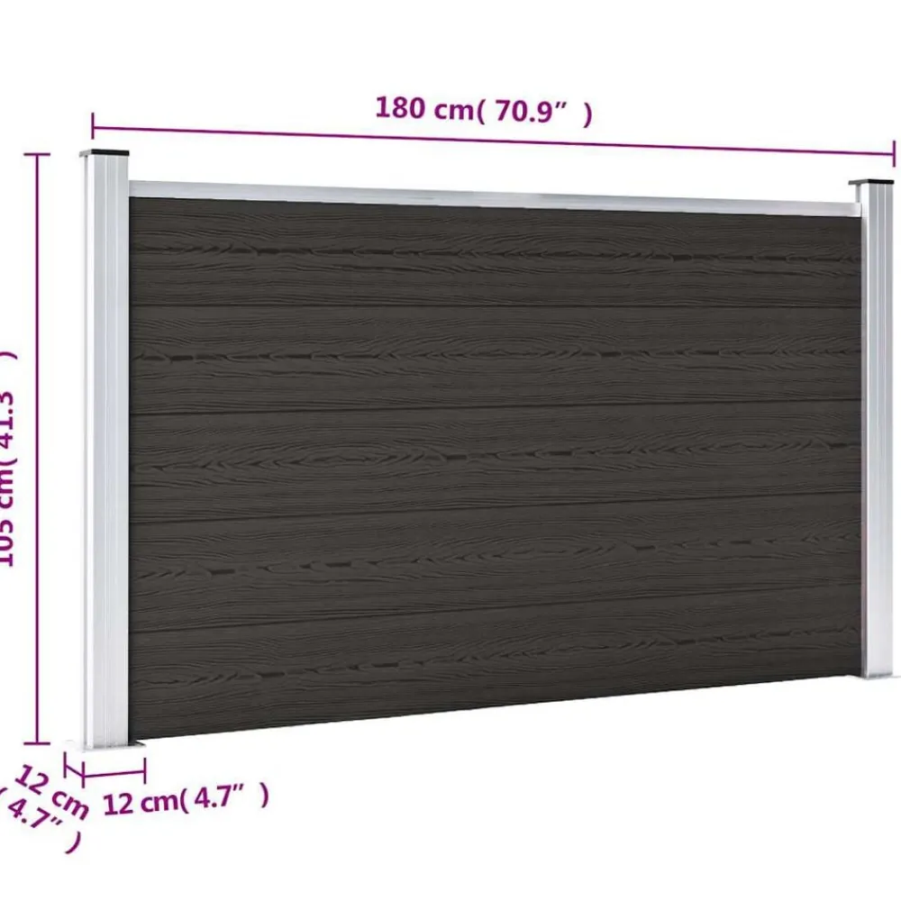vidaXL Panel de valla WPC 180x105 cm Negro Hot