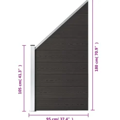 vidaXL Panel de valla WPC 95x(105-180) cm Negro Discount