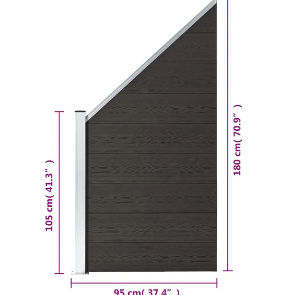 vidaXL Panel de valla WPC 95x(105-180) cm Negro Discount