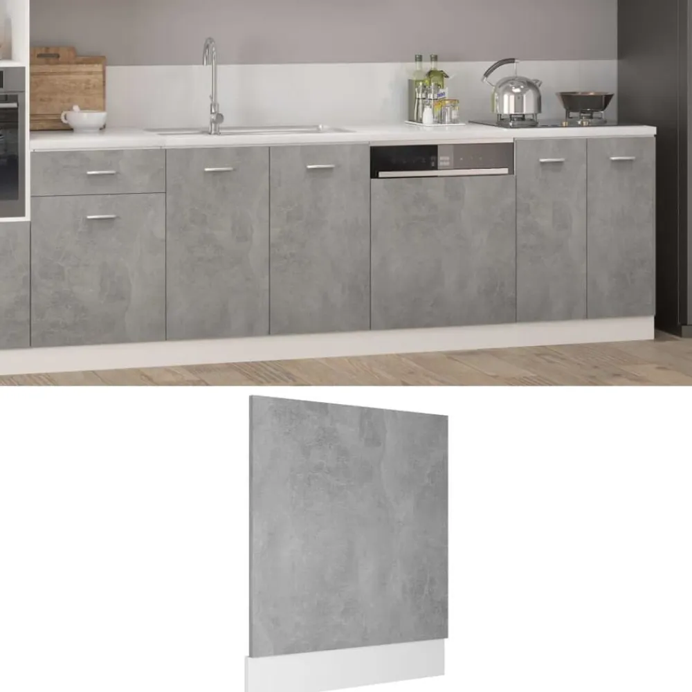 vidaXL Panel para lavavajillas "Lyon" gris hormigón 59,5x3x67 cm madera de ingeniería Gris hormigón Clearance