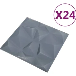 vidaXL Paneles de pared 24 pcs 50 x 50 cm Espuma XPS Gris diamante
