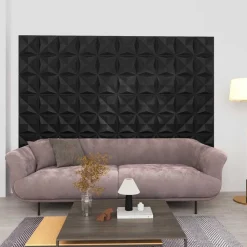 vidaXL Paneles de pared 12 pcs Origami Negro 50 x 50 cm Espuma XPS Negro origami Online
