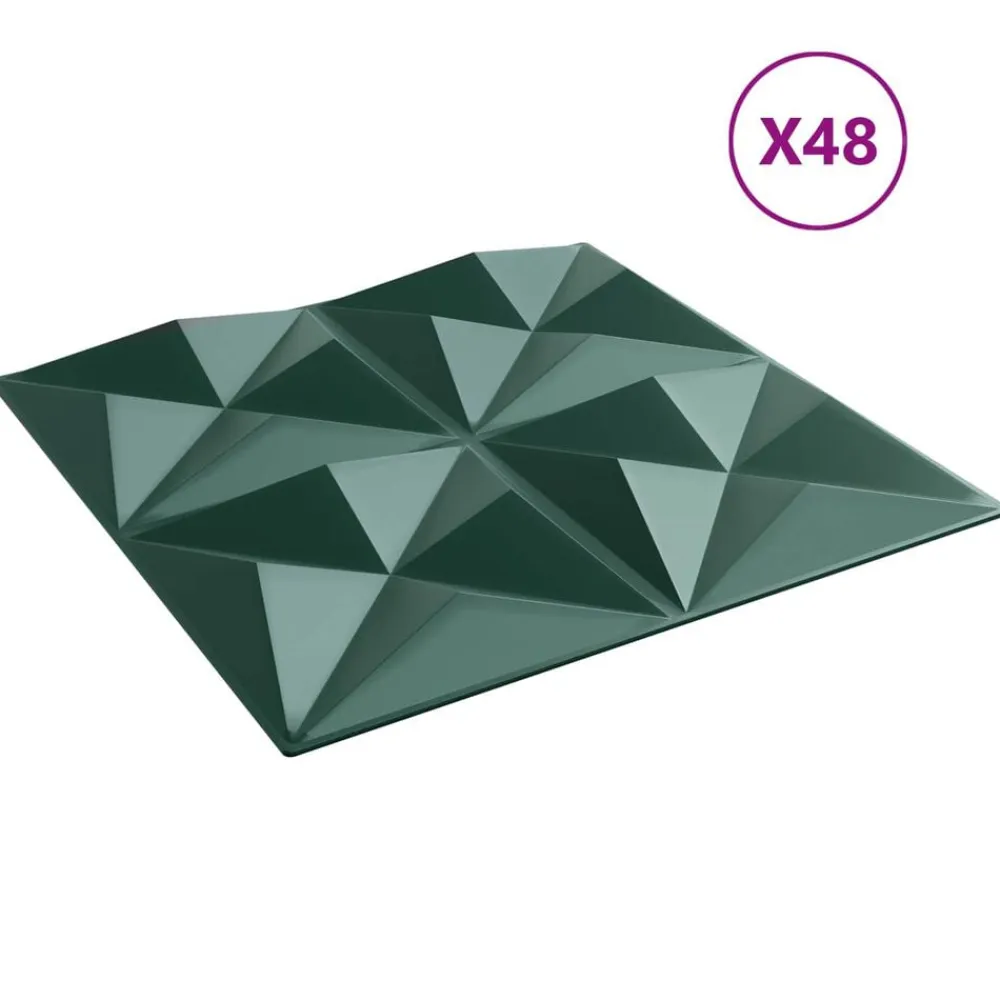 vidaXL Paneles de pared 48 pcs Verde Origami 50 x 50 cm Espuma XPS Origami verde Clearance