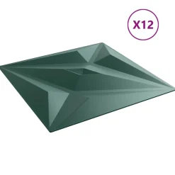vidaXL Materiales De Construcción-Paneles de pared 12 pcs Verde Estrella 50 x 50 cm Espuma XPS