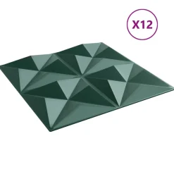 vidaXL Materiales De Construcción-Paneles de pared 12 pcs Verde Origami 50 x 50 cm Espuma XPS
