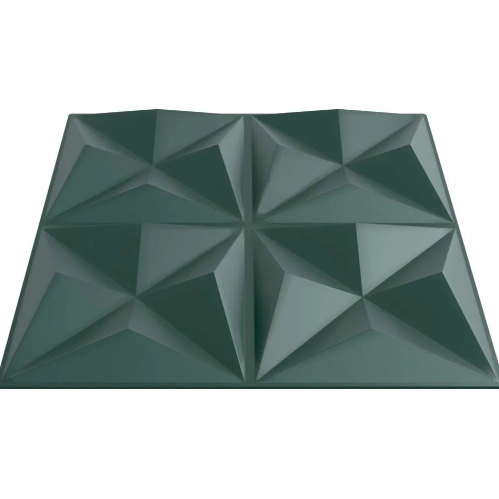 vidaXL Materiales De Construcción-Paneles de pared 12 pcs Verde Origami 50 x 50 cm Espuma XPS