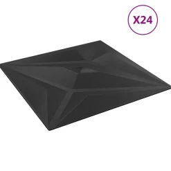 vidaXL Paneles de pared 24 pcs Estrella Negra 50 x 50 cm Espuma XPS Negro estrella Best