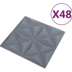 vidaXL Paneles de pared 48 pcs Origami Gris 50 x 50 cm Espuma XPS Gris origami Online