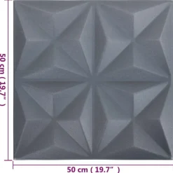 vidaXL Paneles de pared 48 pcs Origami Gris 50 x 50 cm Espuma XPS Gris origami Online