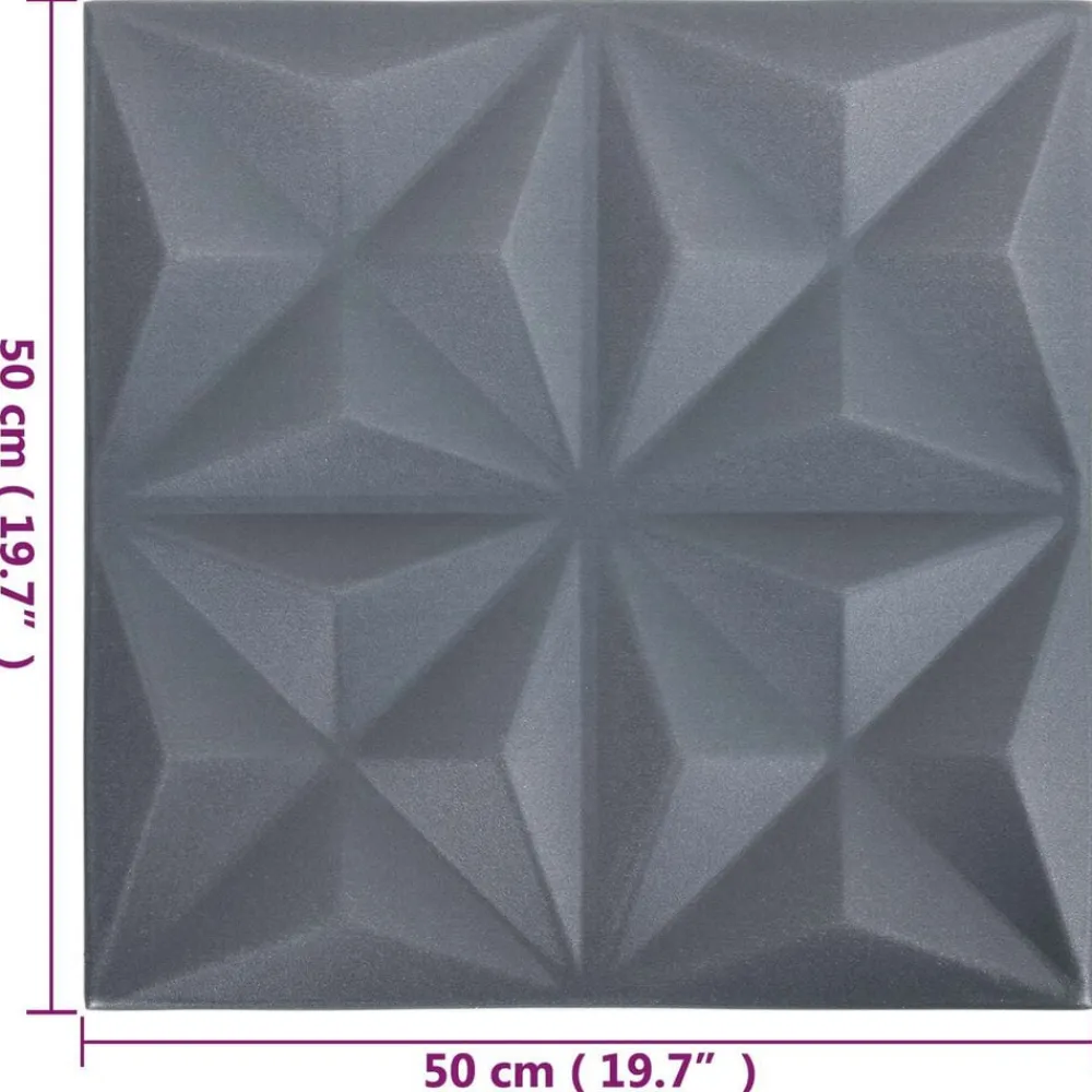 vidaXL Paneles de pared 48 pcs Origami Gris 50 x 50 cm Espuma XPS Gris origami Online