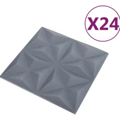 vidaXL Materiales De Construcción-Paneles de pared 24 pcs Origami Gris 50 x 50 cm Espuma XPS