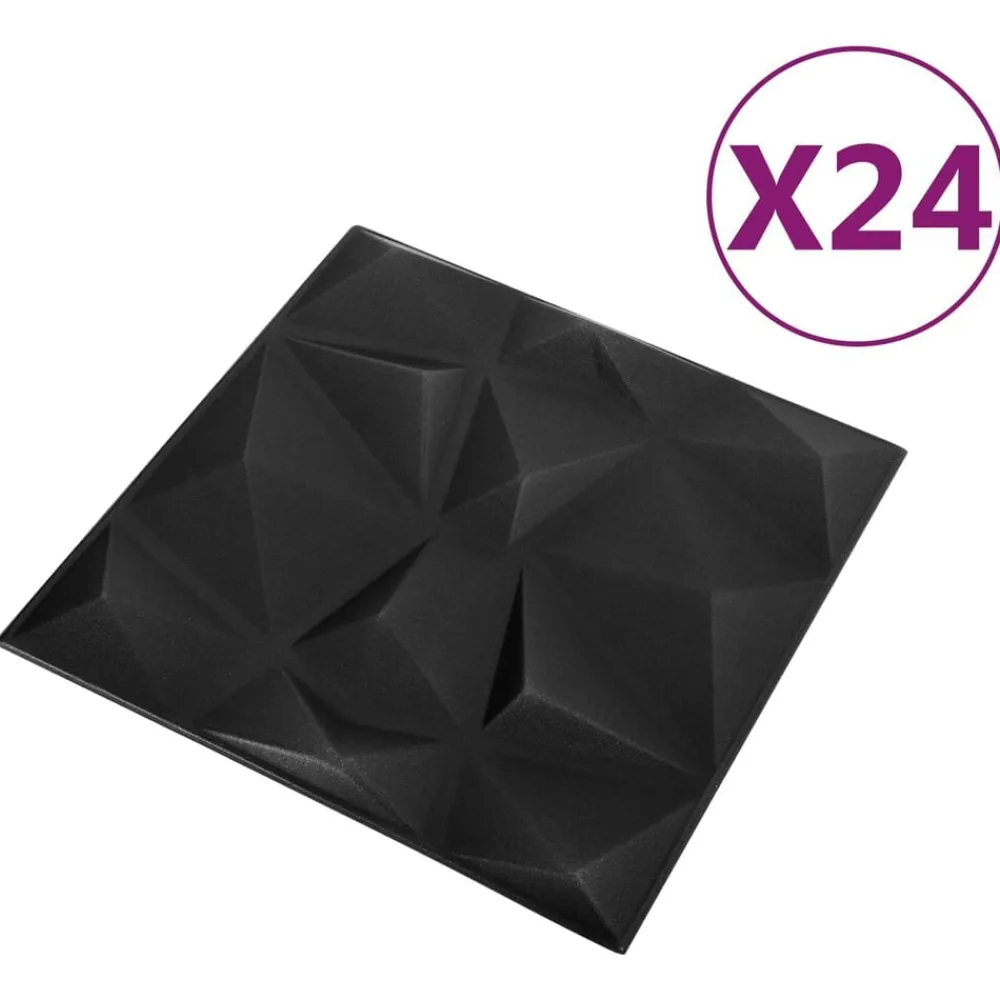 vidaXL Paneles de pared 24 pcs 50 x 50 cm Espuma XPS Negro diamante Hot
