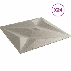 vidaXL Materiales De Construcción-Paneles de pared 24 pcs Betón Estrella 50 x 50 cm Espuma XPS