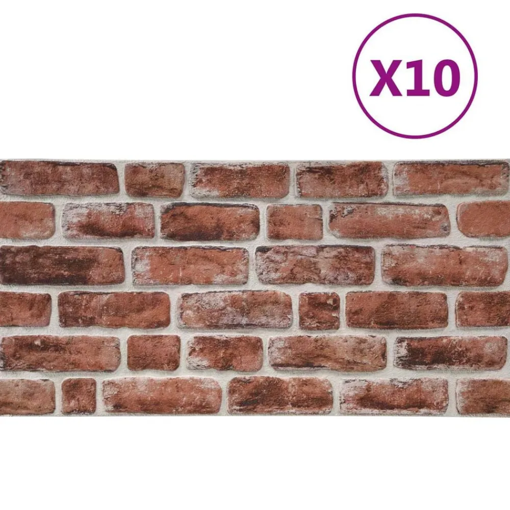 vidaXL Materiales De Construcción-Paneles de pared 10 pcs Marrón oscuro y 100 x 50 cm Espuma EPS
