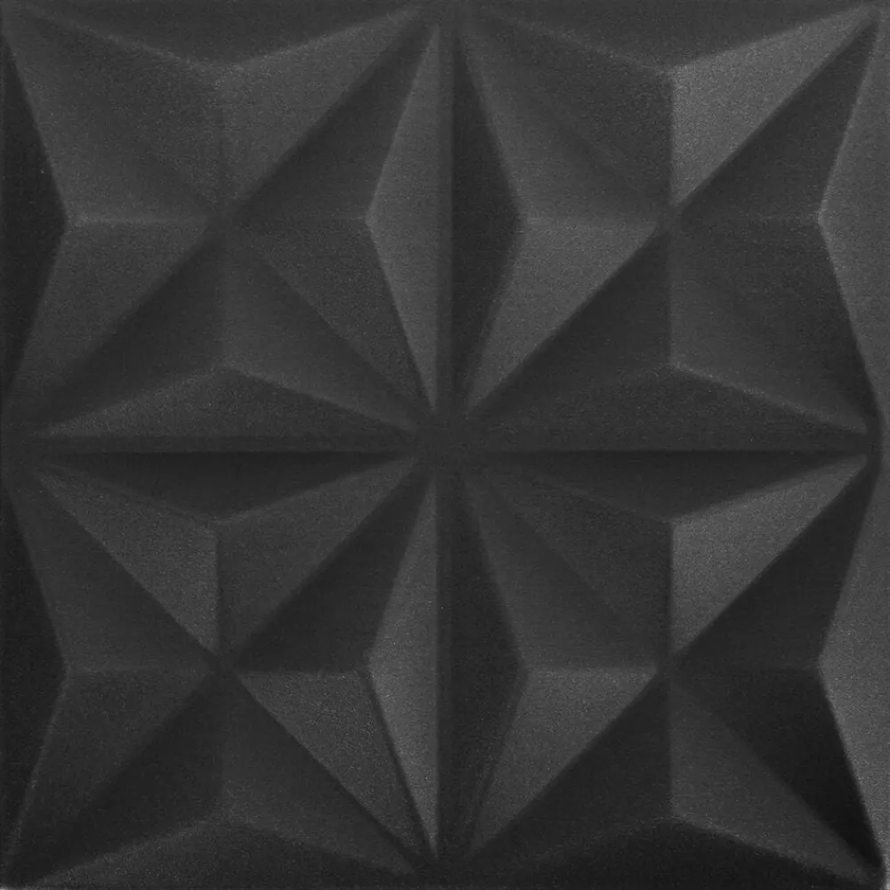 vidaXL Paneles de pared 24 pcs Origami Negro 50 x 50 cm Espuma XPS Negro origami Best