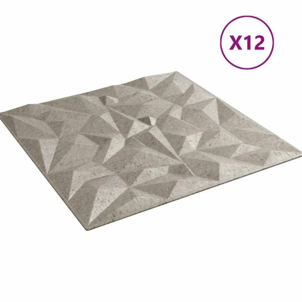 vidaXL Materiales De Construcción-Paneles de pared 12 pcs Betón Amatista 50 x 50 cm Espuma XPS