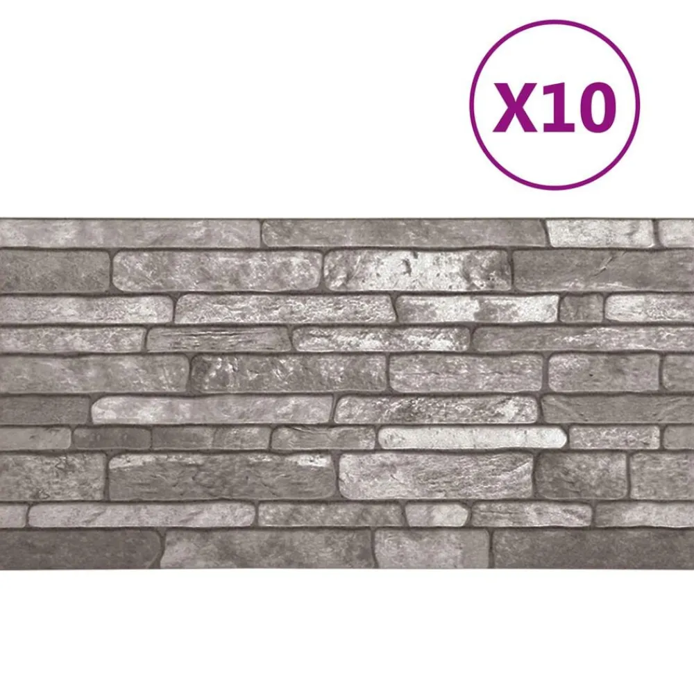 vidaXL Paneles de pared 10 pcs 100 x 50 cm Espuma EPS Gris oscuro Outlet