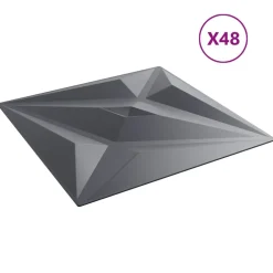 vidaXL Paneles de pared 48 pcs Gris Estrella 50 x 50 cm Espuma XPS Estrella gris Clearance