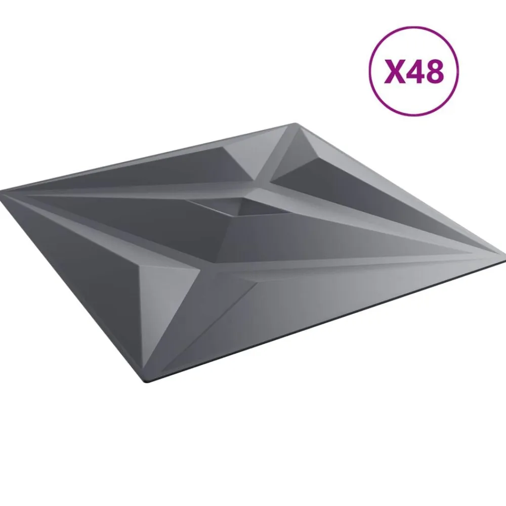 vidaXL Paneles de pared 48 pcs Gris Estrella 50 x 50 cm Espuma XPS Estrella gris Clearance