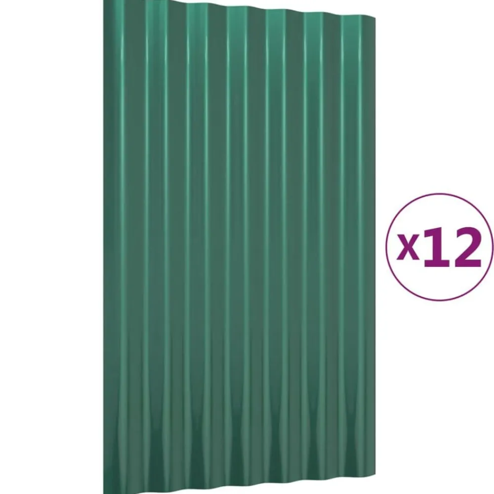 vidaXL Materiales De Construcción-Paneles de tejado 12 unidades acero galvanizado 60x36 cm