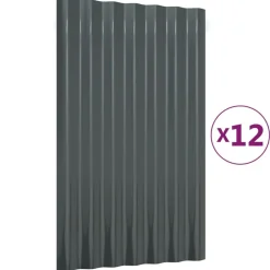 vidaXL Materiales De Construcción-Paneles tejado 12 unidades acero galvanizado 60x36 cm
